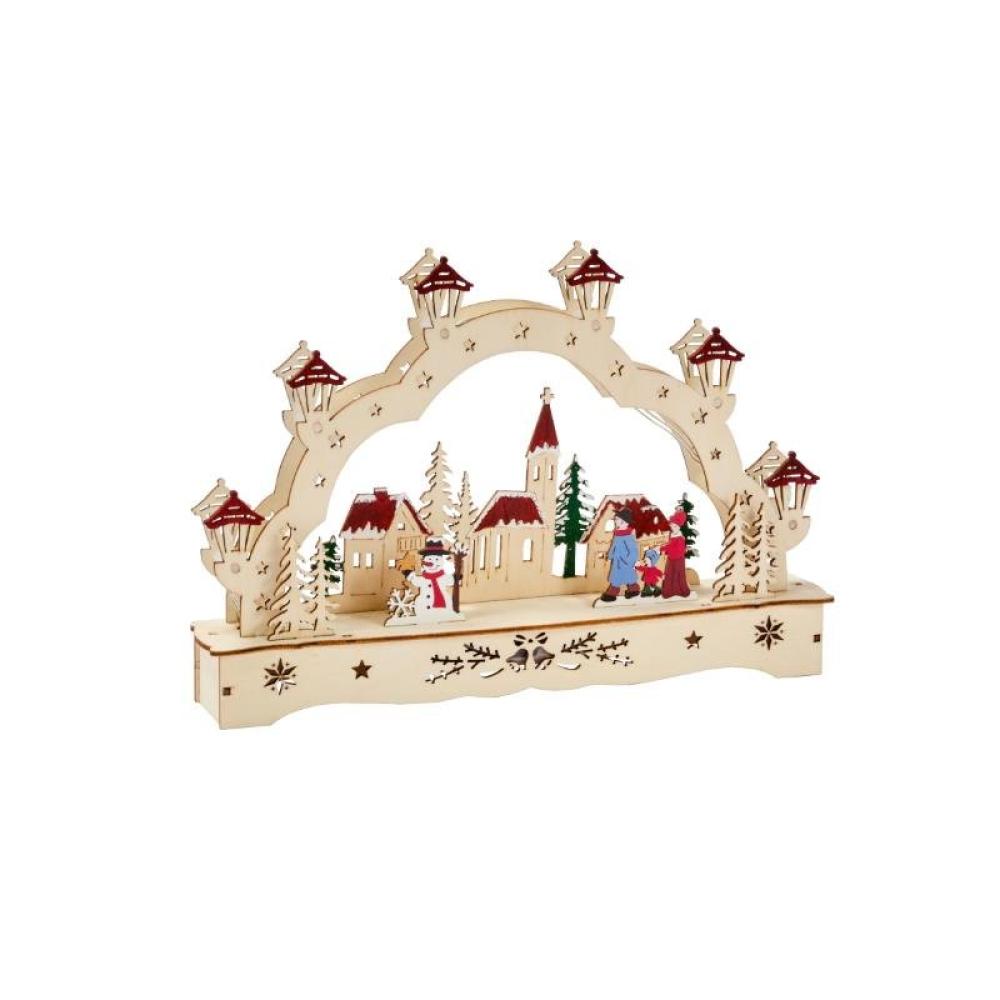 InLit Festive Village – Beleuchtetes Weihnachtsdorf aus Holz – 28 cm 2590065